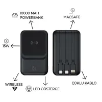 EccoTech  10.000 Mah 15W  Magsafe Wireless Dahili Kablolu Powerbank
