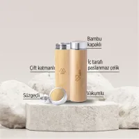 EccoTech 350 ML Ekolojik Bambu Çelik Dizayn Termos 