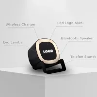 EccoTech  Telefon Standı ve Led Logo özellikli Lamba & Bluetooth Speaker & Wireless Charger