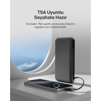 Belkin BoostCharge Powerbank, 20K Entegre Kablolu Taşınabilir Güç Kaynağı, 30 W Güç İletimli Hızlı Şarj, USB-C, Siyah