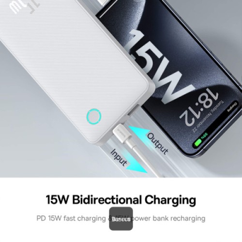 Baseus Airpow Lite Power 10.000mAh 15W Powerbank-Beyaz 