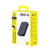 Baseus EnerFill FM41 Mini Manyetik Powerbank 20.000 mAh 20W - Siyah (C'den C'ye 20V/3A 30cm siyah kablolu)