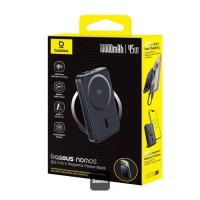 Baseus Nomos 3-in-1 10000mAh Power Bank - Qi2 Certified 15W Wireless Charger, 45W Built-In Two-Way Fast Charging Cable, Type-C Port, Kickstand - Black