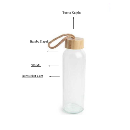 EccoTech  500 ML Bambu Kapaklı Cam Matara