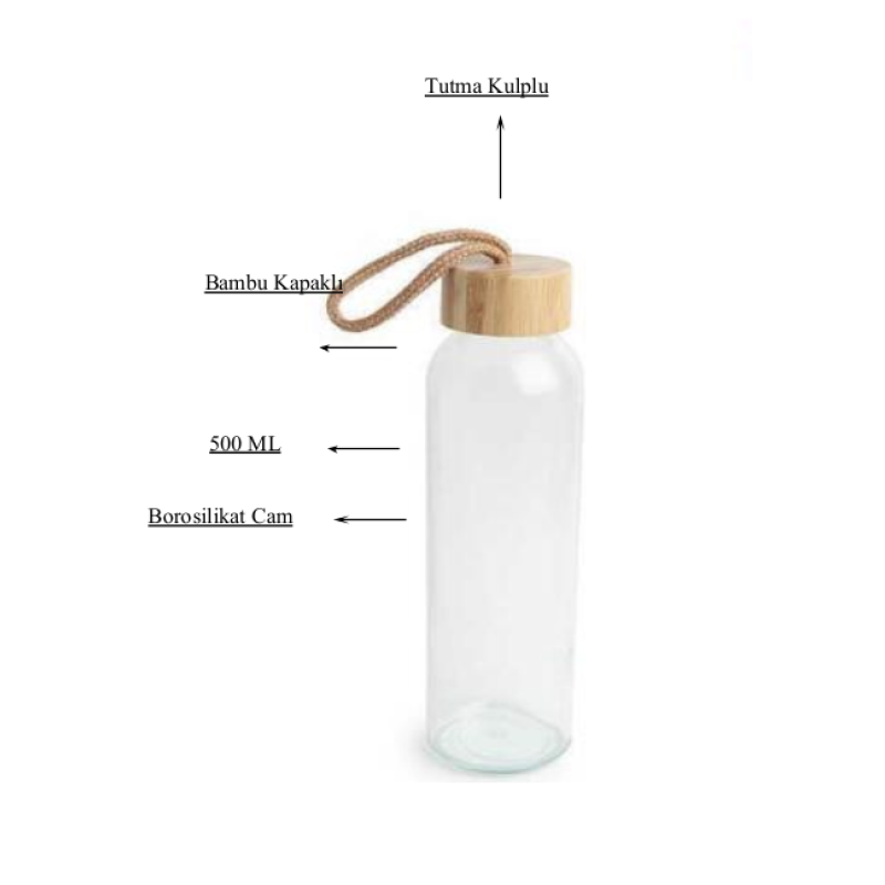 EccoTech  500 ML Bambu Kapaklı Cam Matara