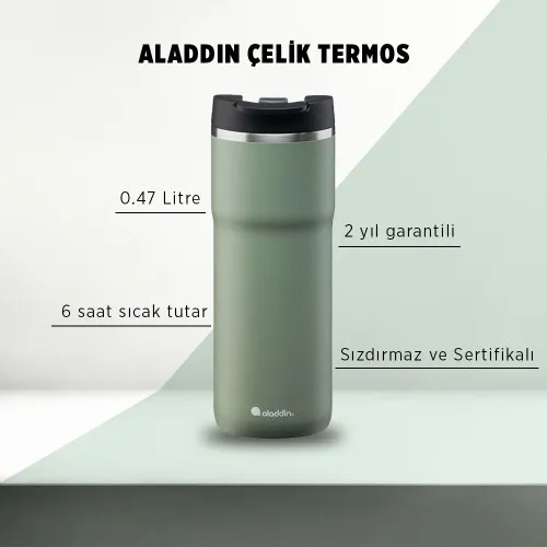 Aladdin Java Thermavac Leak-Lock™ Çelik Termos Bardak 0,47 LT - Yeşil