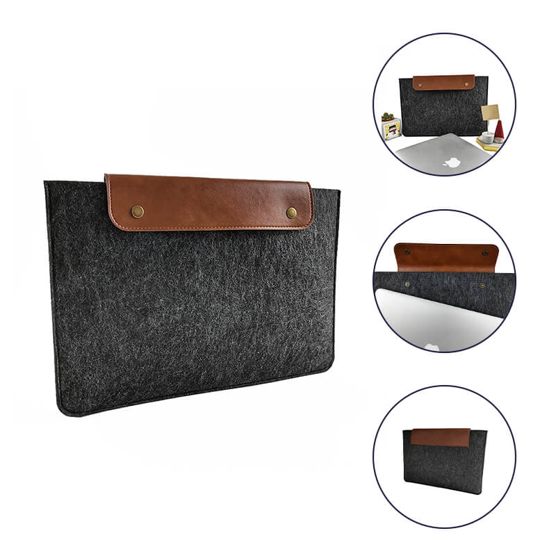 Leather-Covered Felt 13-Inch MacBook and Laptop Case