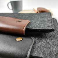 Leather-Covered Felt 13-Inch MacBook and Laptop Case