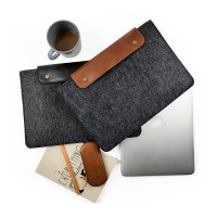 Leather-Covered Felt 13-Inch MacBook and Laptop Case