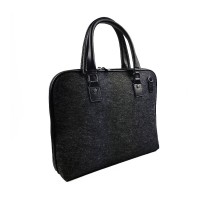 Leather Strap Felt Laptop Document Bag