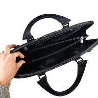 Leather Strap Felt Laptop Document Bag