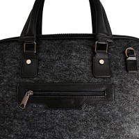 Leather Strap Felt Laptop Document Bag