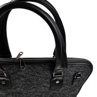 Leather Strap Felt Laptop Document Bag