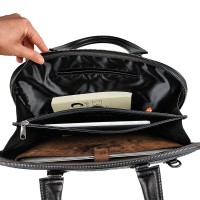 Leather Strap Felt Laptop Document Bag