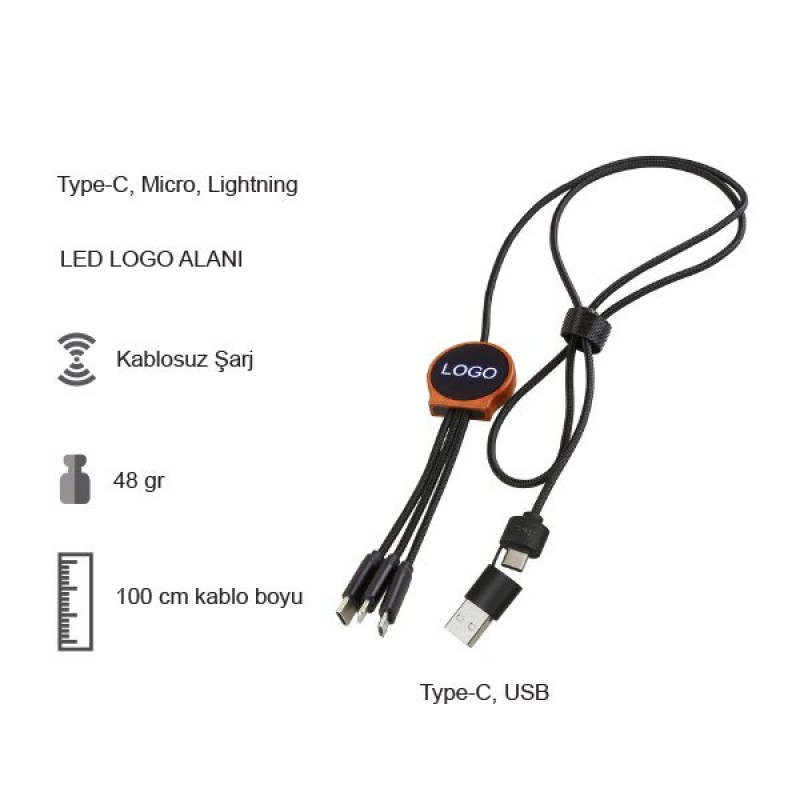 KL95 15W Wireless Sarj Bambu Kablo Type-c Bambu (Çantalı)