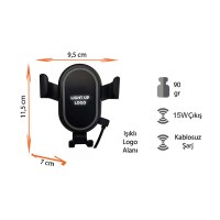 Işıklı Logo Kablosuz Şarj Araç İçi Telefon Tutucu