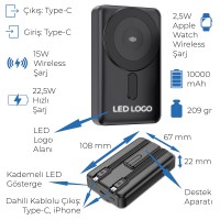 Işıklı Logo Magsafe 10000 mAh