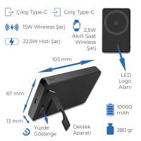 Işıklı Logo Magsafe 10000 mAh