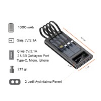 Güneş Enerjili Powerbank 10000 mAh