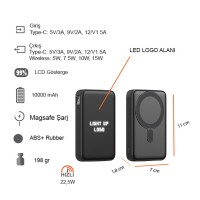 Işıklı Logo Hızlı Wireless Şarj Magsafe 10000 mAh