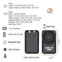 Işıklı Logo Hızlı Wireless Şarj Magsafe 10000 mAh