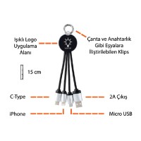 Işıklı Logo Şarj Kablosu (Çantalı)