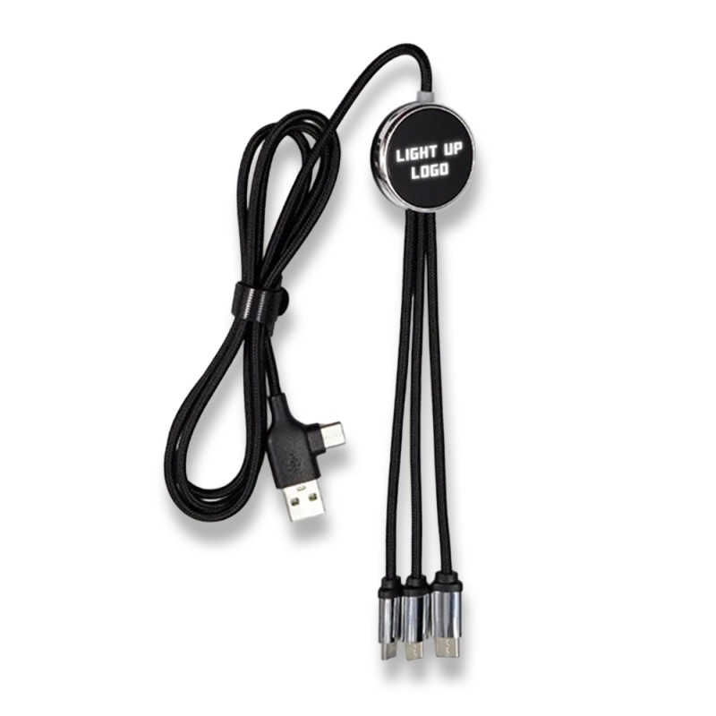 Işıklı Logo 60W Hızlı Type-C Uçlu Data Transferli Şarj Kablosu