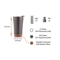 Mantar Tabanlı Termos Bardak 480 ml