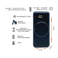 10000 mAh 15 W Wireless Mıknatıslı Hızlı Sarjlı Göstergeli Powerbank