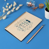 Babalar Günü Temalı Ahşap Kapaklı Defter