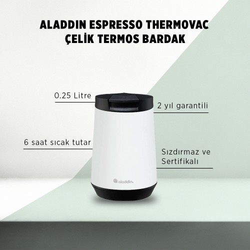 Aladdin Espresso Thermavac Termos Bardak 0.25 Lt - Beyaz