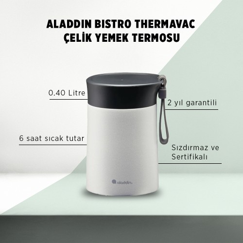 Aladdin Bistro Thermavac Paslanmaz Çelik Yemek Termosu 0,40 LT - Beyaz