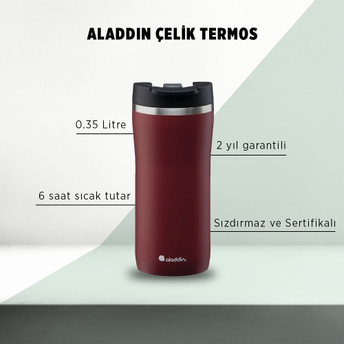 Aladdin Mocca Thermavac Leak-Lock™ Çelik Termos Bardak 0,35 LT - Bordo