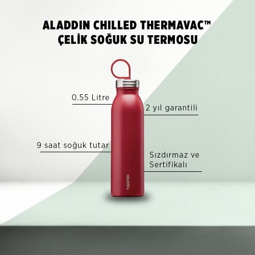 Aladdin Chilled Thermavac™ Çelik Soğuk Su Termosu 0,55 LT - Kırmızı