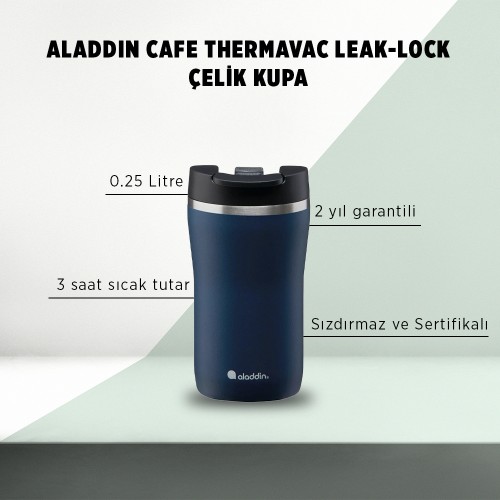 Aladdin Cafe Thermavac Leak-Lock ™ Paslanmaz Çelik Kupa 0,25 LT - Lacivert
