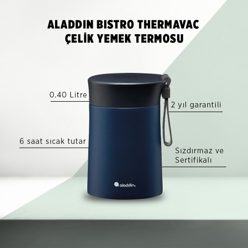 Aladdin Bistro Thermavac Paslanmaz Çelik Yemek Termosu 0,40 LT - Lacivert