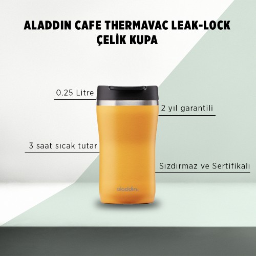Aladdin Cafe Thermavac Leak-Lock ™ Paslanmaz Çelik Kupa 0,25 LT - Sarı