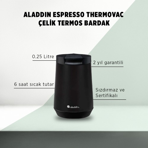 Aladdin Espresso Thermavac Termos Bardak 0.25 Lt - Siyah