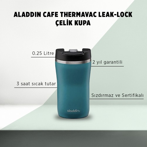 Aladdin Cafe Thermavac Leak-Lock ™ Paslanmaz Çelik Kupa 0,25 LT - Mavi