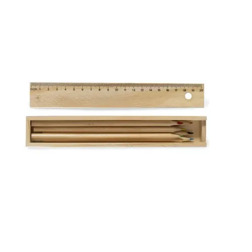 Pen Set with Wooden Ruler Box