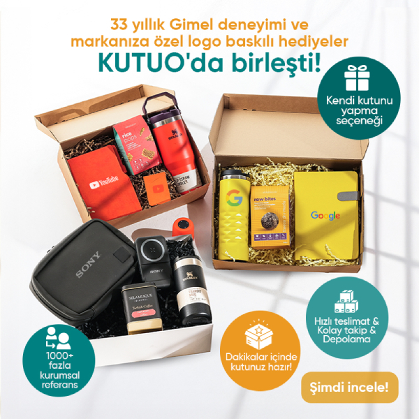 33 Gimel deneyimi ve markanıza özel logo baskılı hediyeler Kutuo'da birleşti.